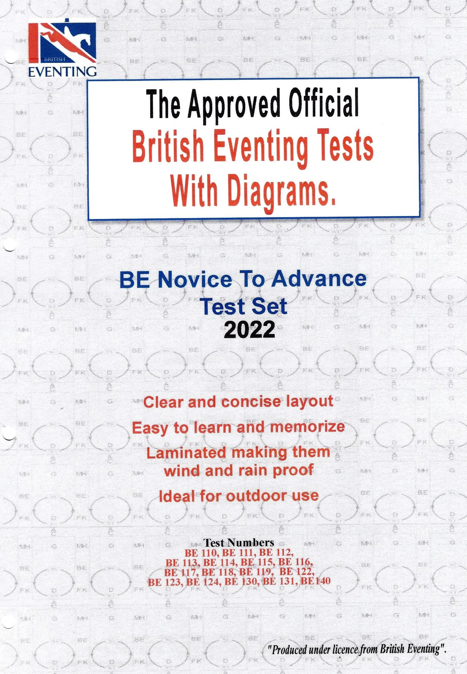 British Eventing BE 2022 Novice to Advanced Dressage Test Set with Diagrams