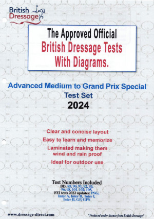 British Dressage 2024 Advanced Medium to FEI Grand Prix Special Tests Set with Diagrams